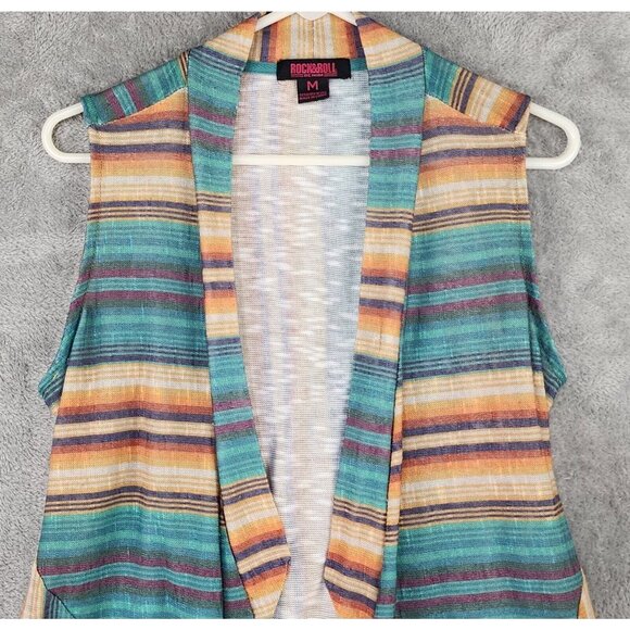 Rock & Roll Vest Womens Medium Multicolor Western Cowgirl Lace Up Sleeveless - Picture 6 of 10